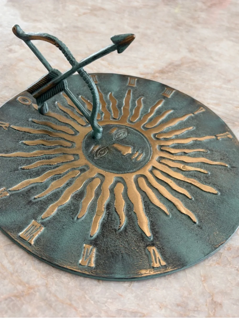 Brass Vintage 1992 Aged Patina Sundial Garden Decor Eclectic Unique Celestial - Picture 4 of 12